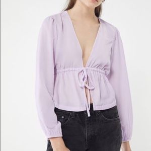 Urban Outfitters Drew Velvet tie waist blouse